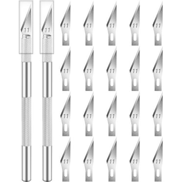 DIYSELF 2 Pack Exacto Knife for Crafting, with Extra 20 Blades #11(Sliver)