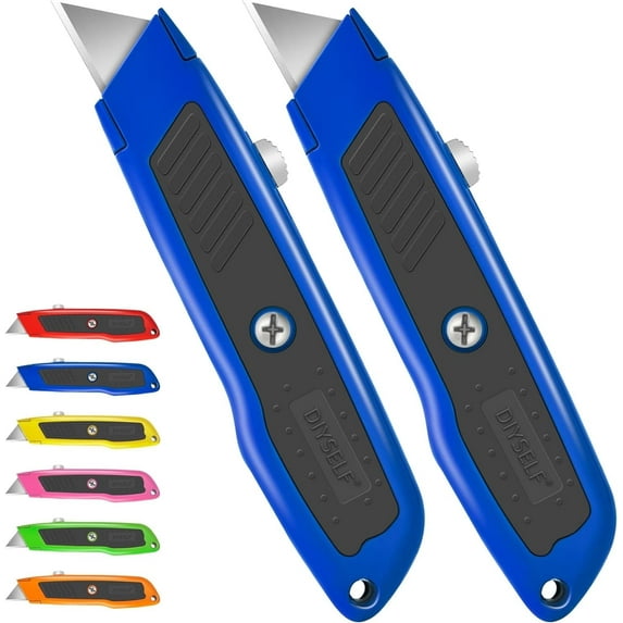 DIYSELF 2 Pack Utility Knife Box Cutter (Blue)