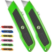DIYSELF 2 Pack Utility Knife, Box Cutter Retractable(Green)