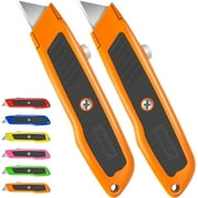 DIYSELF 2 Pack Utility Knife, Heavy Duty Box Cutter Retractable Knife (Orange)