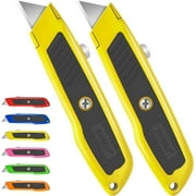 DIYSELF 2 Pack Utility Knife Razor Knife Utility Cardboard Cutter (Yellow)