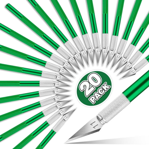 DIYSELF 20 Pack Exacto Knife - Craft Knife - Hobby Knife - Art Knife (Green)