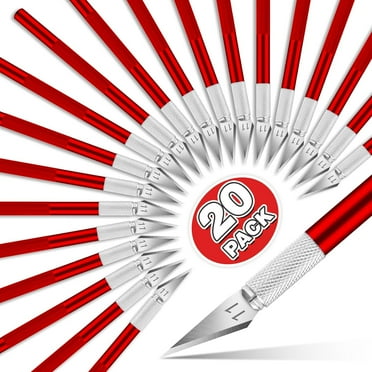 DIYSELF 20 Pack Exacto Knife - Craft Knife - Hobby Knife - Art Knife (Red)