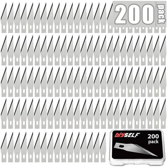 DIYSELF 200 PCS Craft Knife Blades, SK5 Carbon Steel #11 Exacto Knife Blades Refill