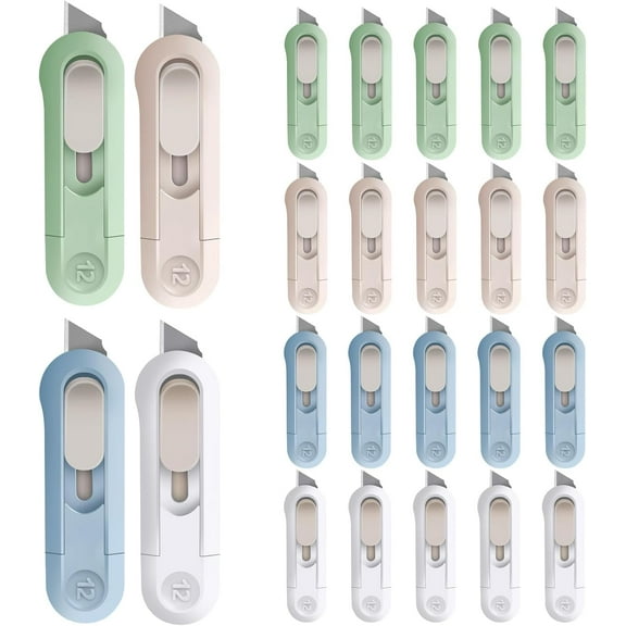 24 Pack Box Cutter Retractable, Small Utility Knife, Sharp Box Knife, High Carbon Steel Box Opener, Razor Box Knife, Multifunctional Boxcutters for Office, Home, Arts and Crafts, Hobby