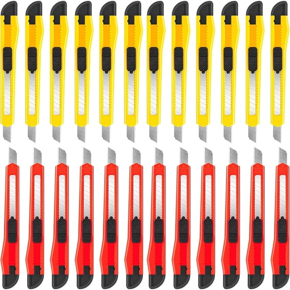 DIYSELF 24 Pack Utility Knife, Box Cutters Bulk (9mm Wide Blade Cutter) Retractable