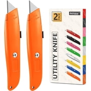 DIYSELF 2Pack Utility Knife Box Cutter Retractable Blade Heavy Duty Orange