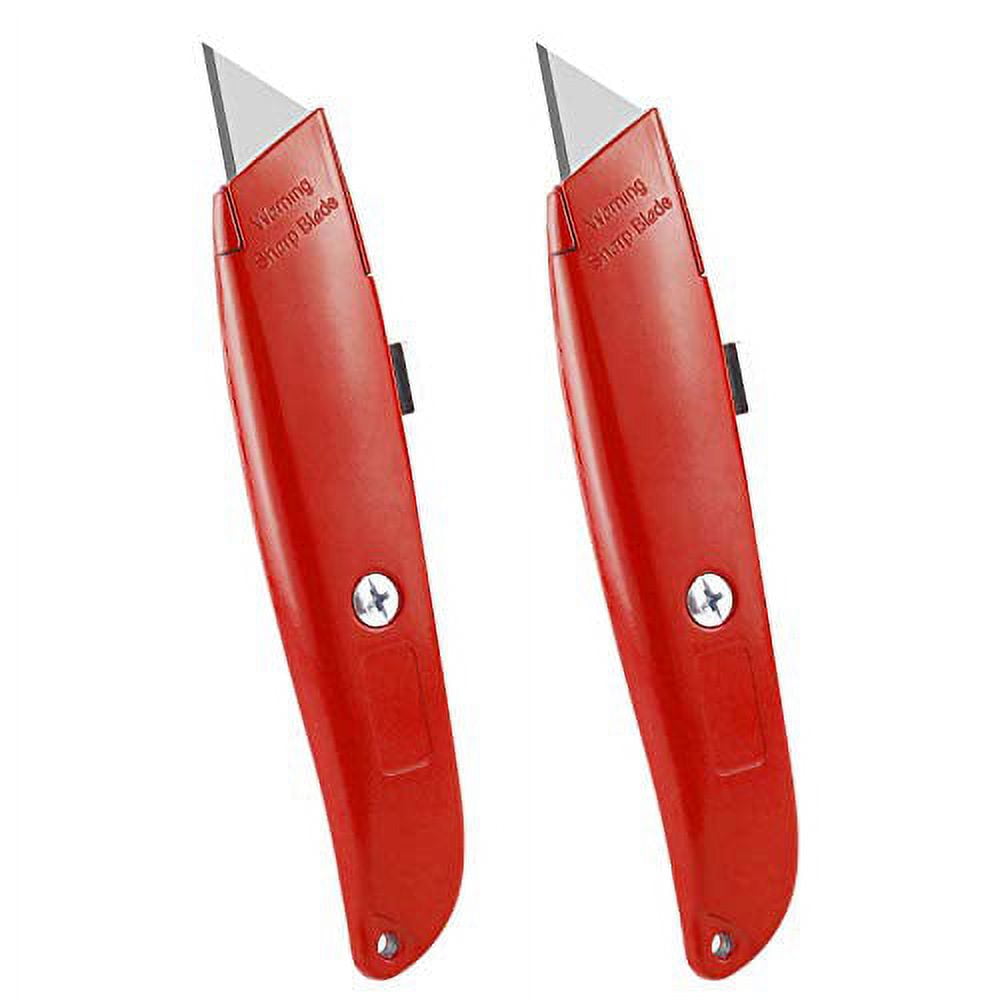 DIYSELF 2Pack Utility Knife Box Cutter Retractable Blade Heavy Duty(Red)