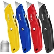 DIYSELF 4 Pack Utility Knife, Box Cutters, Utility Knife with 10 Pcs Blades