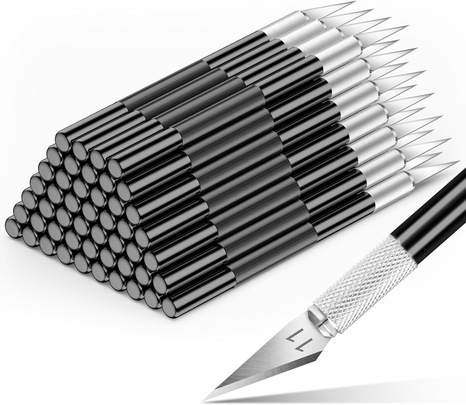 DIYSELF 50-Piece Exacto Knife, Hobby Knife Set for Crafting, Leather, Wallpaper (Black)