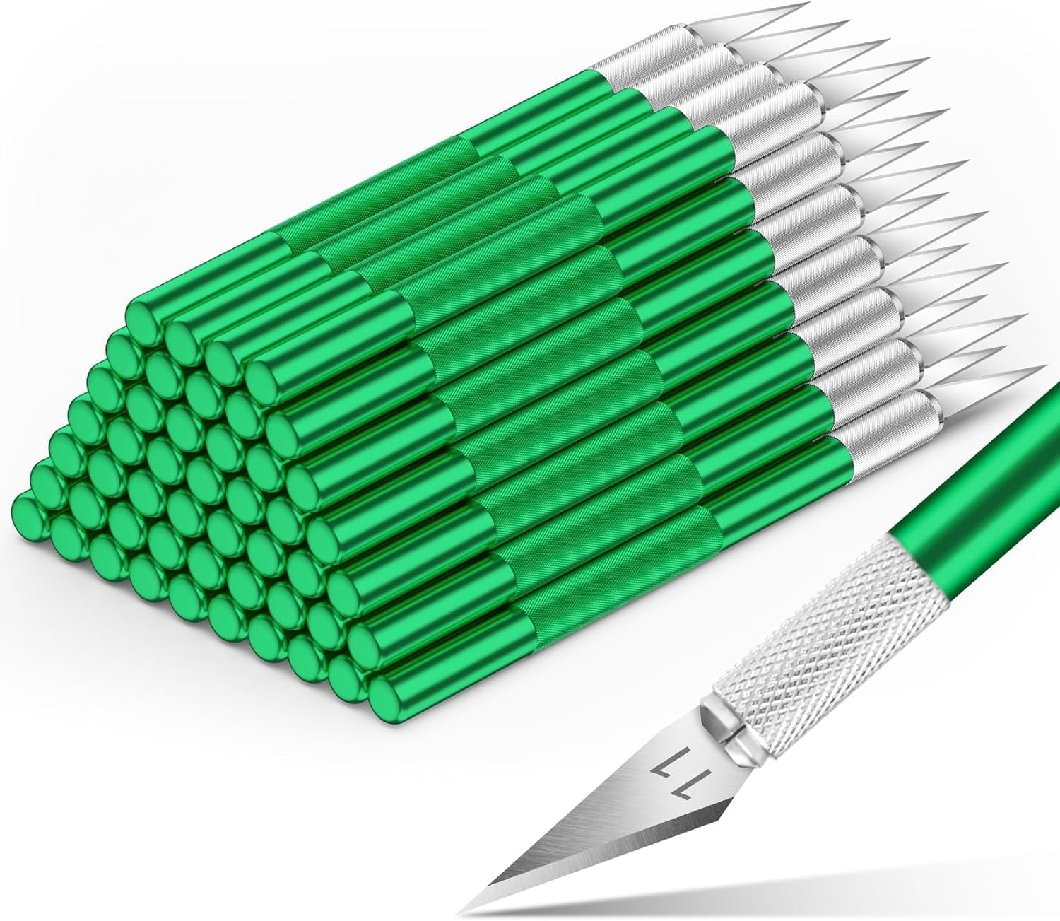 DIYSELF 50-Piece Exacto Knife, Hobby Knife Set for Crafting, Leather, Wallpaper (Green)