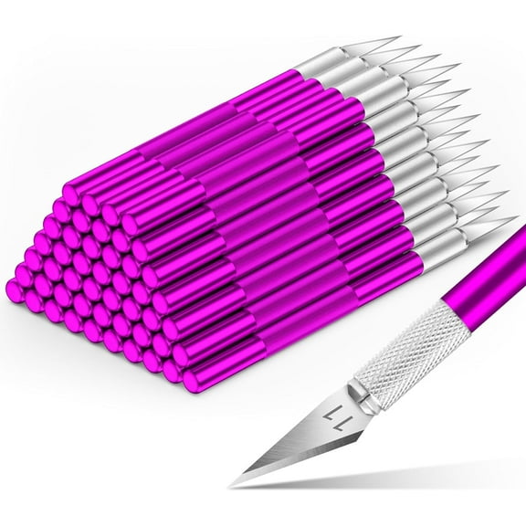 DIYSELF 50-Piece Exacto Knife, Hobby Knife Set for Crafting, Leather, Wallpaper (Purple)