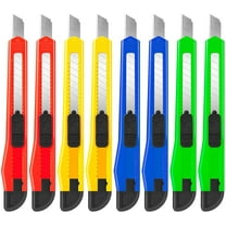 DIYSELF 8 Pack Utility Knife Box Cutters (9mm Wide Blade 4 Colors) Box Cutter Retractable