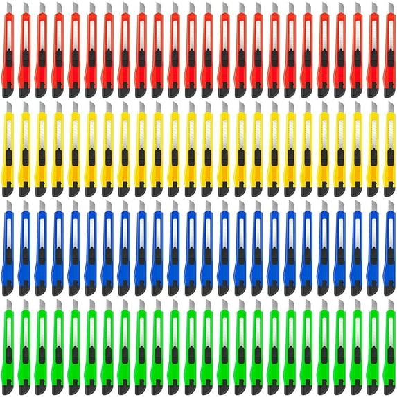 DIYSELF 96-Pack Utility Knife – Premium Box Cutters, Retractable Razor Blades