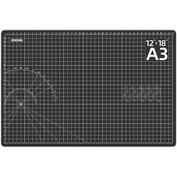 DIYSELF Cutting Mat 12in×18in, Cutting Mats for Crafts, Self Healing Cutting Mat A3, Cutting Mat for Sewing, Fabric Cutting Mat Double Side, Craft Mat for Desktop, Rotating Cutting Mats for Quilting