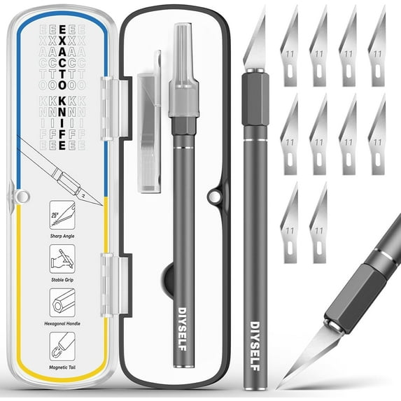 Exacto Knife, 12 Pcs Exacto Knife Set with Case, Craft Knife, Hobby Knife, Exacto Knives for Crafting, Scrapbooking, Rubber Stamps, Handmade Work, Precision Knife with #11 Blades