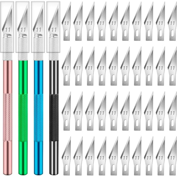 Exacto Knife, 4 PCS Exacto Knives with 40 Exacto Blades #11, Craft Knife, Hobby Knife, Exacto Knife for Crafting, Art, Scrapbooking, Stencil, Precision Exactly Knife for Sculpting, Model