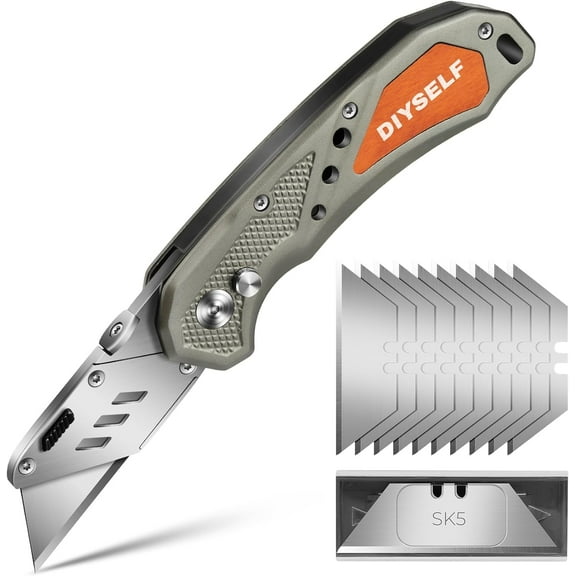 DIYSELF SX353 Folding T-Shaped Knife, Includes 10 Blades and Black Blade Case, Precision Crafting and Utility Knife for Cutting, Scraping, and Trimming