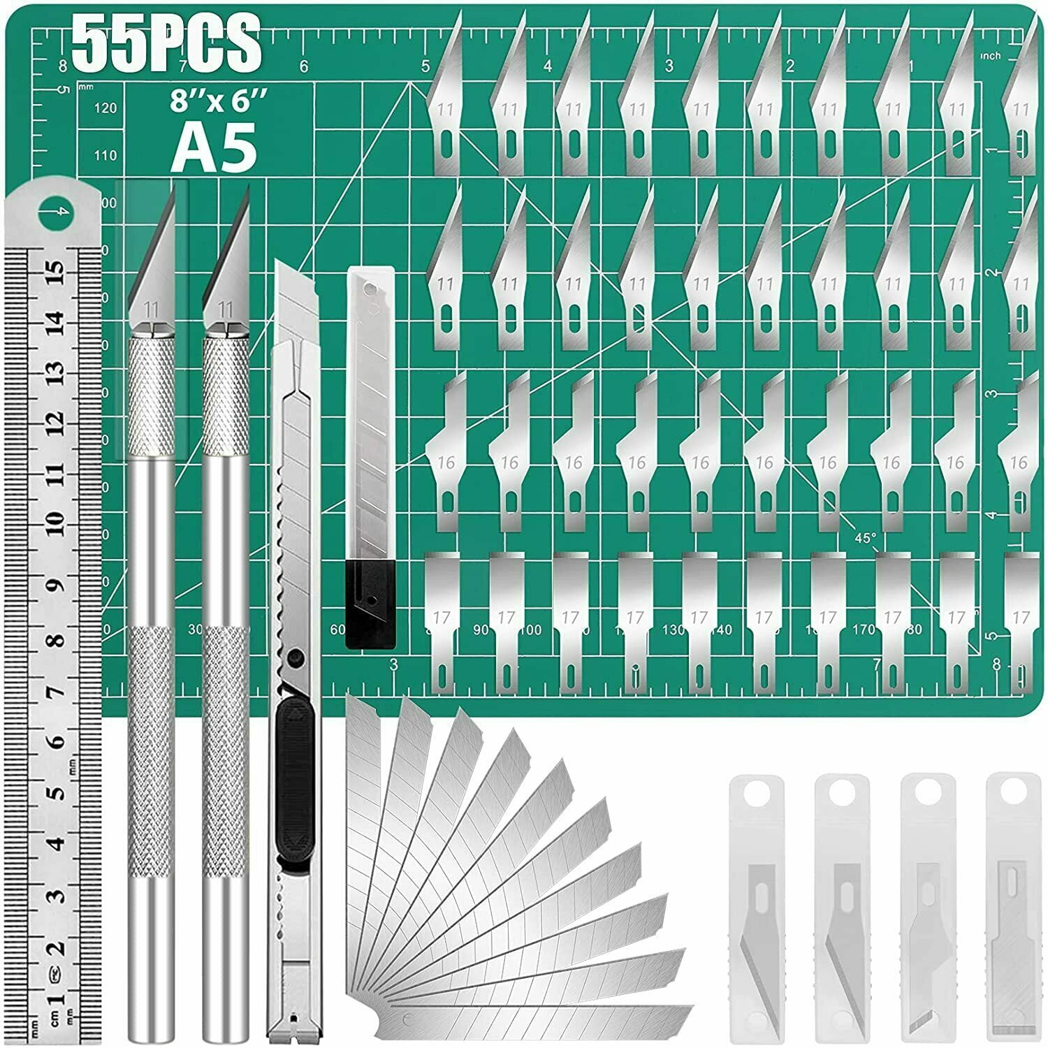 Kit 125 Exacto Knife Set Blades Refill Ruler For Crafts Cutting And  Crafting Art