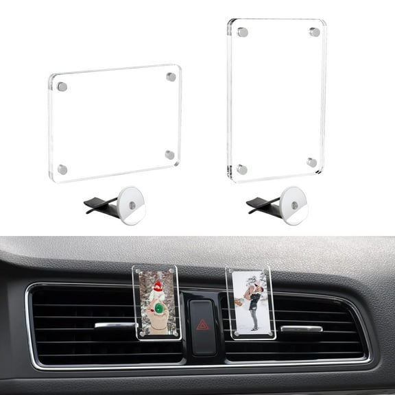 DIYSMART 2 Pack Car Vent Picture Frame Photo Holder Clip Magnetic Acrylic Display Horizontal Vertical fit Photos 3.55"x2.36"