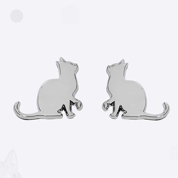 DIYSMART 3D Matte Cat Decals Metal Emblems Kitty Sticker Waterproof Silver 2 Pcs