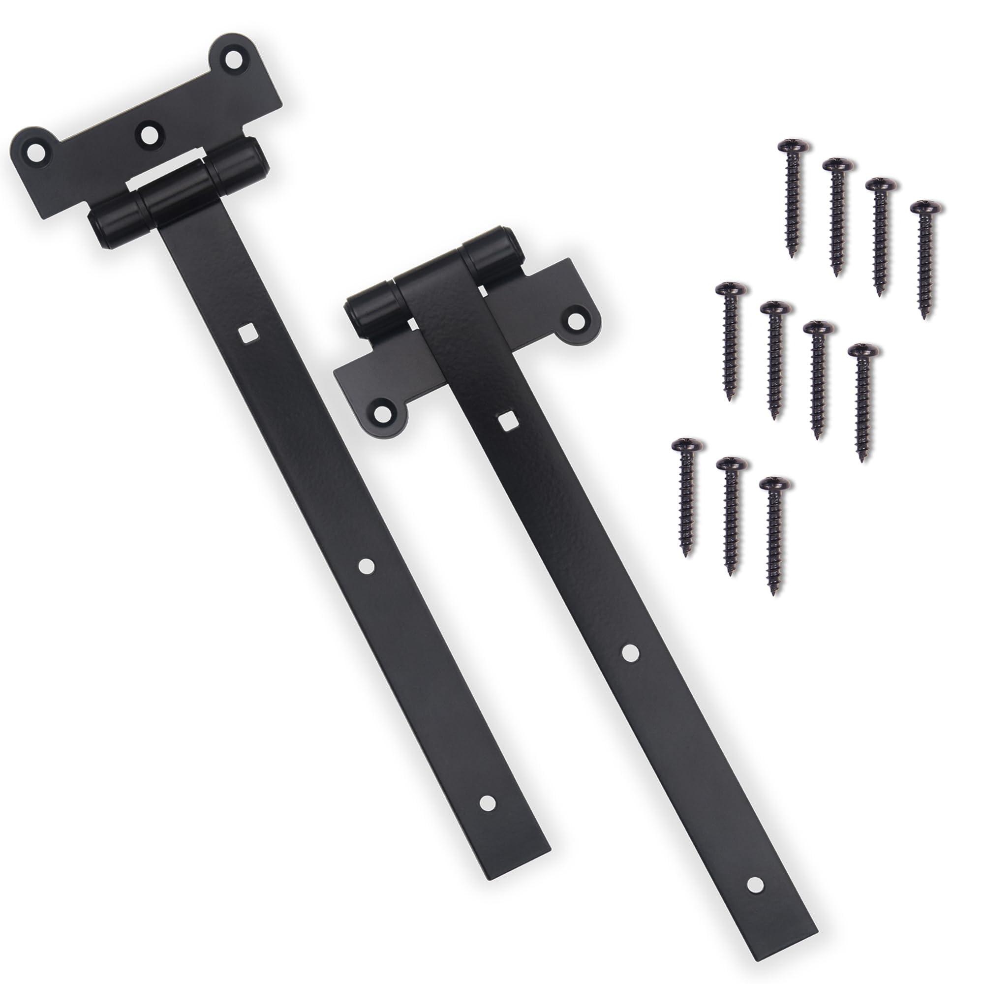 DIYWorld 12" Black Door Hinges - 2Pcs Gate Hinges with 12 Mounting