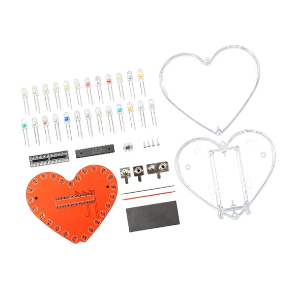 DIYer Heart PCB Welding Training Set 7 Color Gradient Light Mode Microcontroller Chip Included For Electronics Hobbyists And Students