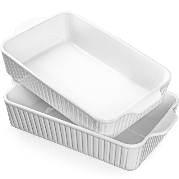 Dizada Casserole Dishes for Oven, Ceramic Baking Dish 9x13, 2 pack Casserole Dish with Handles, Lasagna Pan Deep Baking Pan Set Oven Safe for Party