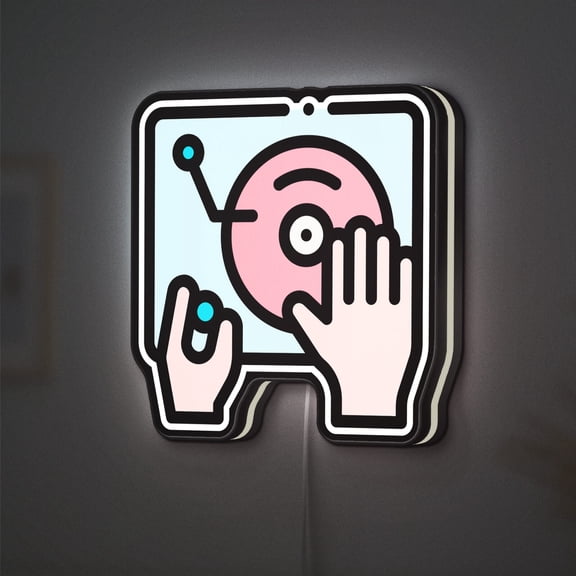 DJ 3D Novelty Light Box, Music Mixer Wall Decor, Lighted Sign For Sound And Party Enthusiasts (Width 12 inch, 30cm)