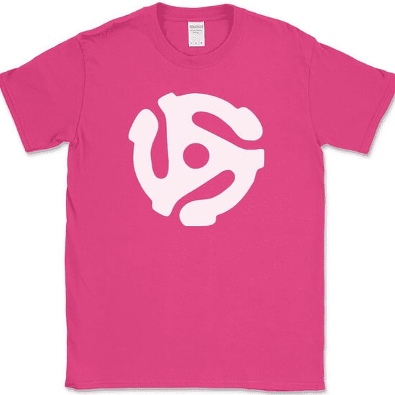 DJ 45 rpm adapter T-Shirt Music Musician Club Dance Funny Novelty Cotton Tee - Pink, S