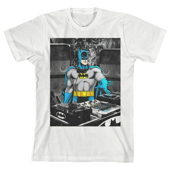 DJ Batman Youth White Graphic Tee-Medium