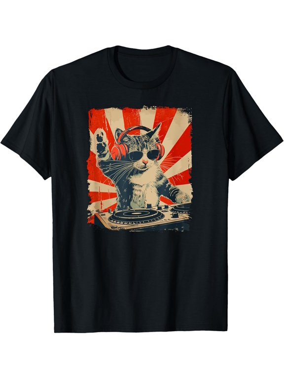 DJ Cat Disco Sound Tech Headphone Music Fun Everyday Outfit For Casual Events T-Shirt, Size S-5XL