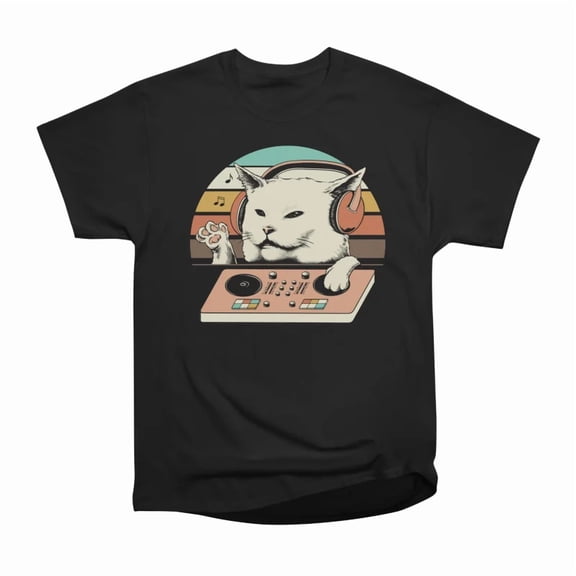 DJ Cat Meme Women Yelling T-Shirt Tee Gift For Him Merch For Her Apparel For Friend