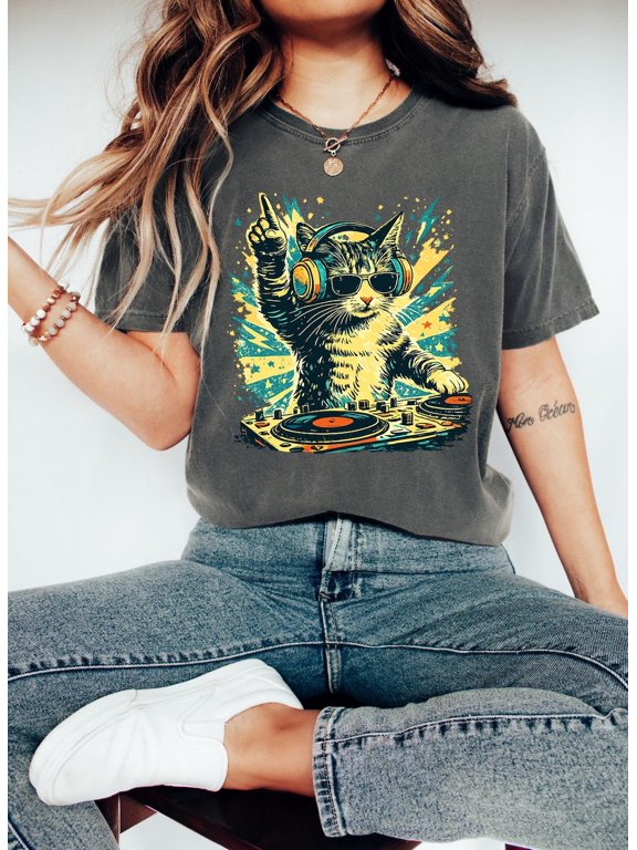 DJ Cat Y2K Streetwear Graphic Shirt