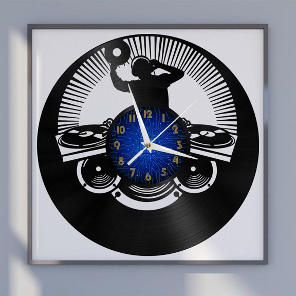 DJ Club Decor 12 Inch Vinyl Record Wall Clock - Silent, Creative, and Unique Clock for Living Room, Entryway, or Bedroom Decor - Perfect Gift Idea(12 inchs B without LED)