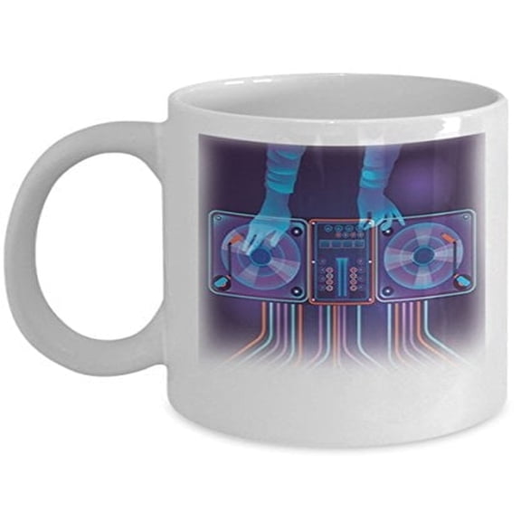 DJ 11 oz Coffee Mug - Disc White Ceramic Gift