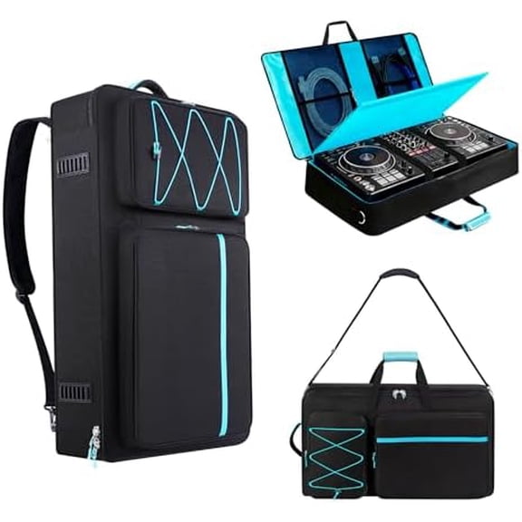 DJ Controller Case Compatible with DDJ-FLX10/ DDJ-GRV6/ REV5/ REV7/ SC LIVE 4/1000/ 1000SRT, Padded DJ Controller Bag with Multi- Pocket, DJ Backpack with 15.6" Laptop Compartment$$Music