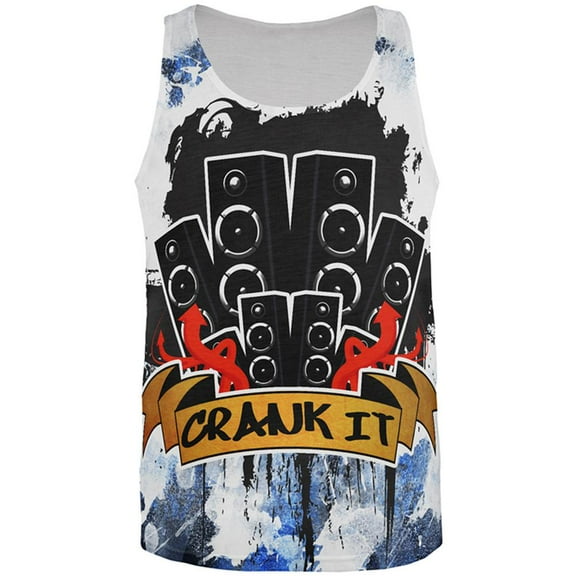 DJ Crank it to Eleven 11 Super Bass Speakers All Over Mens Tank Top