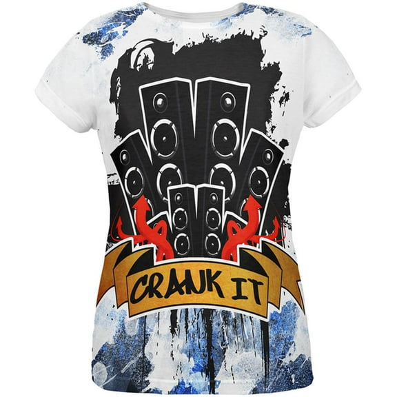 DJ Crank it to Eleven 11 Super Bass Speakers All Over Womens T Shirt