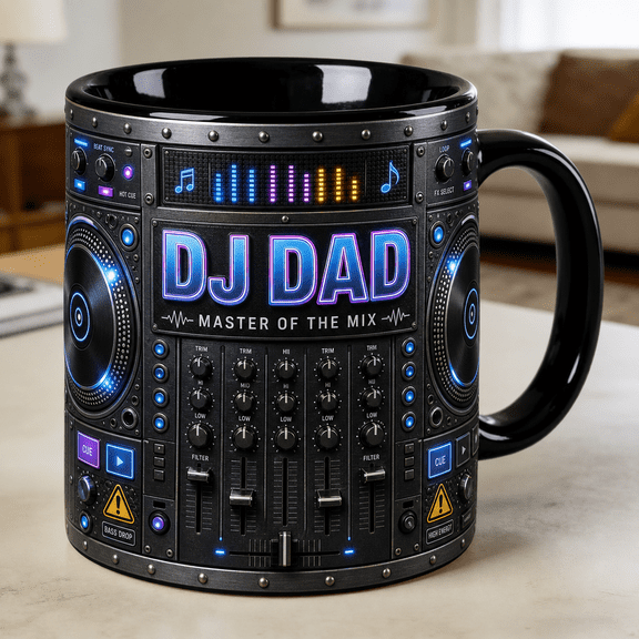 DJ Dad Accent Mug Master of the Mix Father’s Day Gift Coffee Mug for Daddy