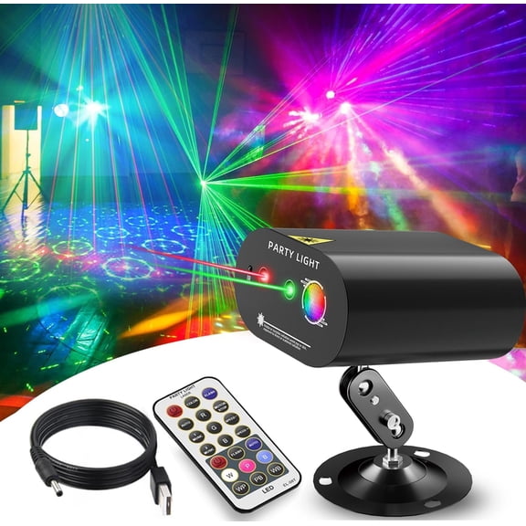 DJ Disco Ball Party Lights with Sound-Activated Remote, Durable ABS RGB LED Strobe Stage Lighting, Light Projector for Xmas/Rave/Club/Bar/Home Room Decoration, Gift for Birthday and Fetivals