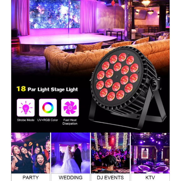 DJ Disco Lighting 18x10W RGBW Uplight Wash for Party Event LED Par Stage Light