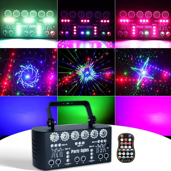 DJ Disco Lights, 27 Eyes RGB Party Stage Light by DMX512 Control, Sound Activated LED Pattern Strobe Lights for Parties Live Disco Light Show Xmas Club Bar