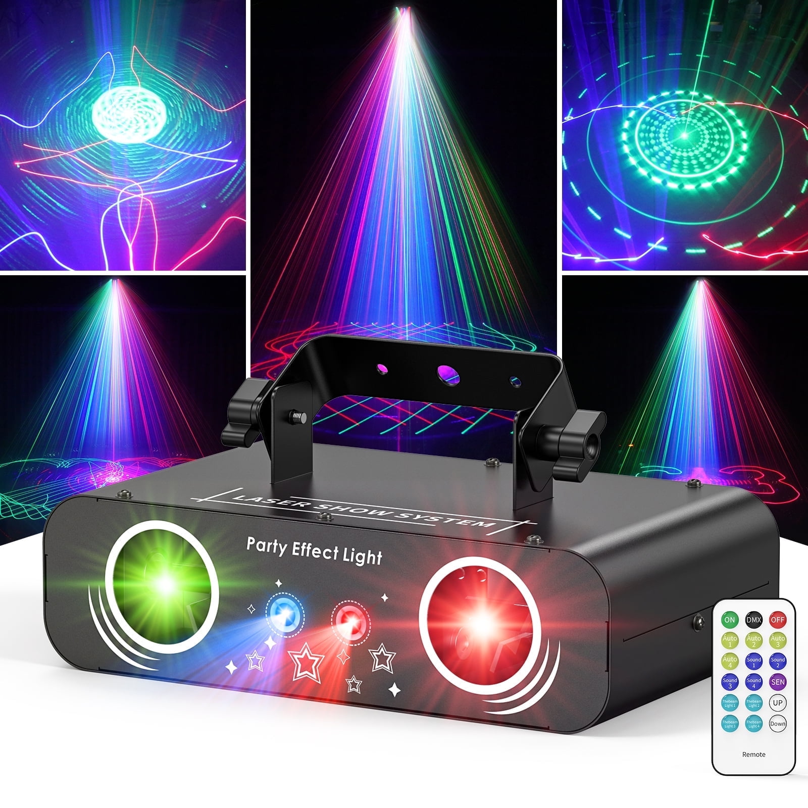 RGB Laser Stage Light with DMX512 & Sound Activation, Remote Control for Indoor Parties, Clubs, KTV, Bars - DJ Disco Party Lighting Effect (1Pack)