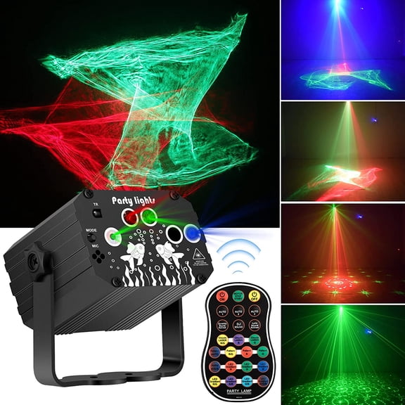DJ Disco Stage Party Lights - Northern Laser Light Effect RGB Led Sound Activated Strobe Lighting with Remote Control for Indoor Birthday Karaoke Club KTV, Black USB Powered