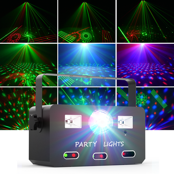 DJ Disco Stage Party Lights RGB LED Outdoor Stage Laser Projector Sound Activated Strobe Lights with Remote Control for Christmas Dance Show Club Wedding