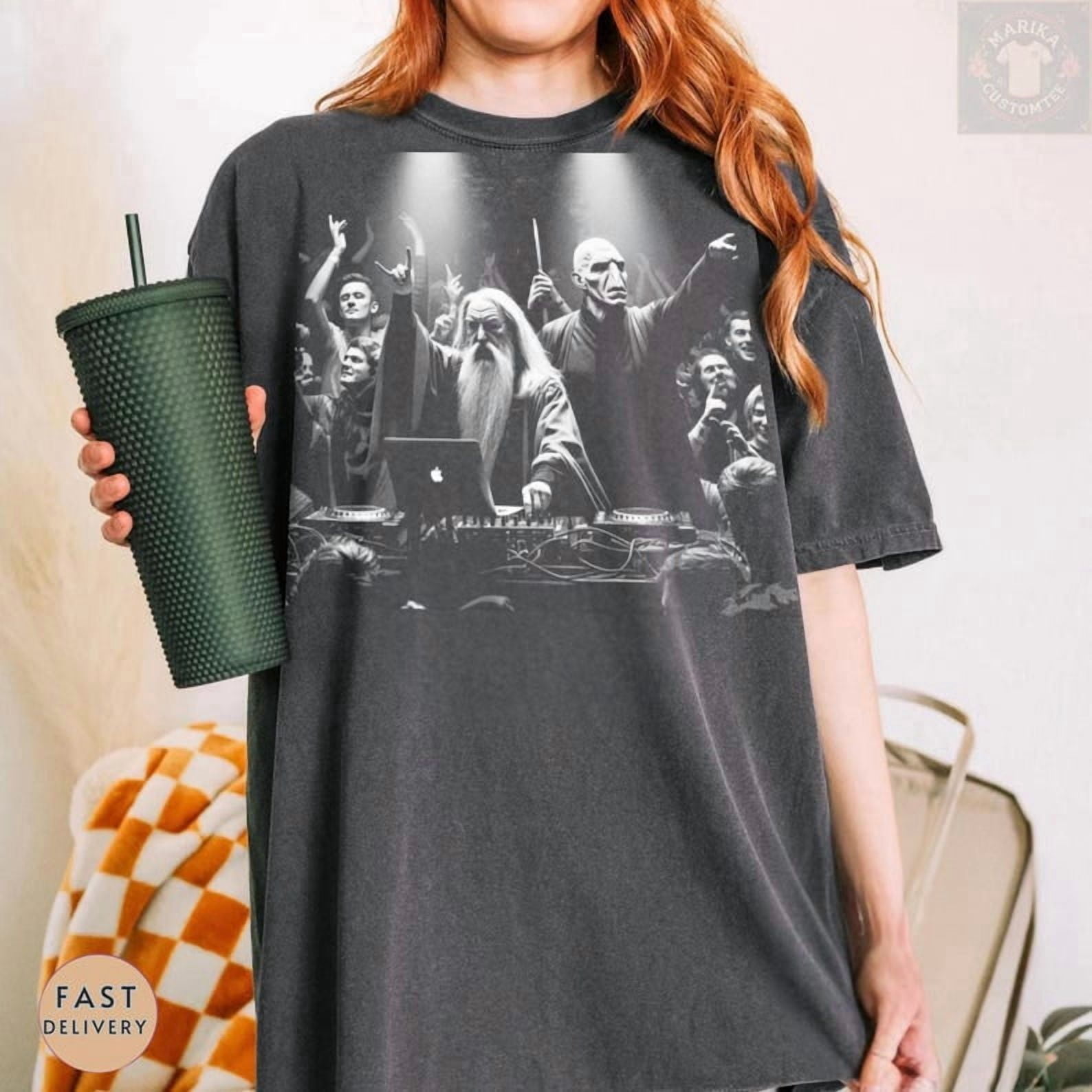 DJ Dumb & Dark Wiz Shirt – Funny Dumbledore & Voldemort DJ Concert Tee ...