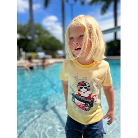 DJ Electric Monkey Soft Kids Tee Shirt – Fun Yellow Graphic T-Shirt for Boys & Girls, Comfortable Cotton Blend, Perfect for Youth