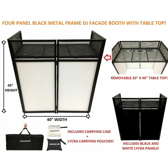 Cedarslink DJ Event Booth Metal, White & Black, 20" x 40"