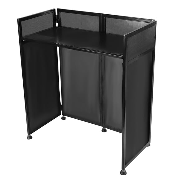 DJ Foldable Facade Portable Event Booth Panels 4 Detachable Black Metal Frame Projector Display Scrim Panel with Carry Bag Pro DJ Booth Facade+2 Scrims